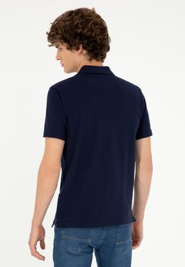 Erkek Slim Fit Polo Yaka Lacivert Basic Tişört - 50279581089