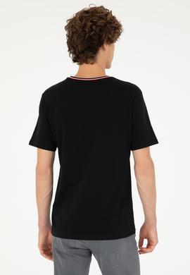 Erkek Regular Fit Bisiklet Yaka Siyah Tişört - 50294289028