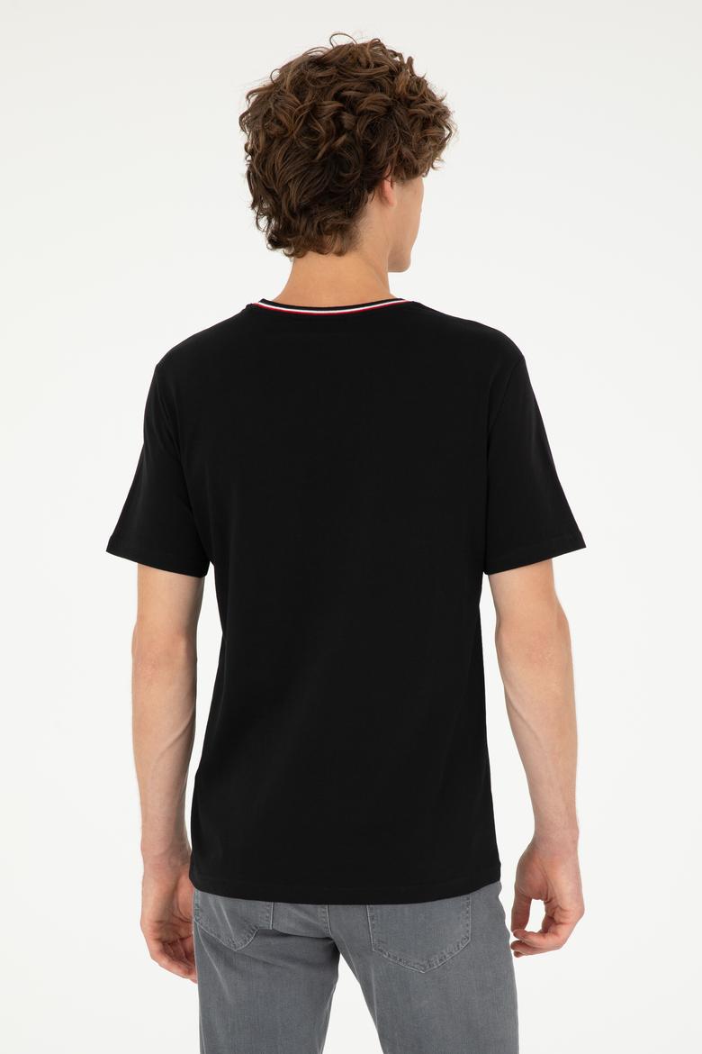 Erkek Regular Fit Bisiklet Yaka Siyah Tişört - 50294289028