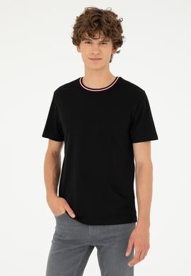 Erkek Regular Fit Bisiklet Yaka Siyah Tişört - 50294289028