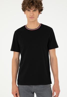 Erkek Regular Fit Bisiklet Yaka Siyah Tişört - 50294289028