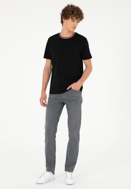 Erkek Regular Fit Bisiklet Yaka Siyah Tişört - 50294289028