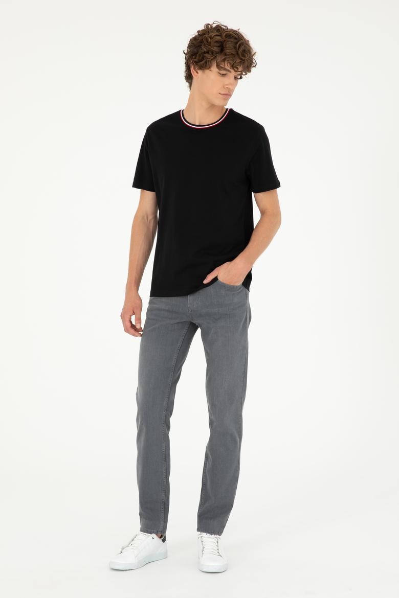 Erkek Regular Fit Bisiklet Yaka Siyah Tişört - 50294289028