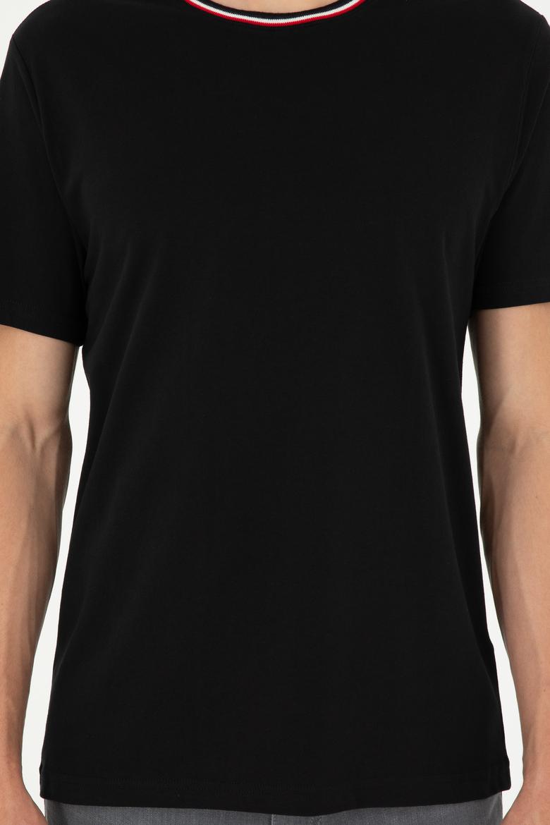 Erkek Regular Fit Bisiklet Yaka Siyah Tişört - 50294289028