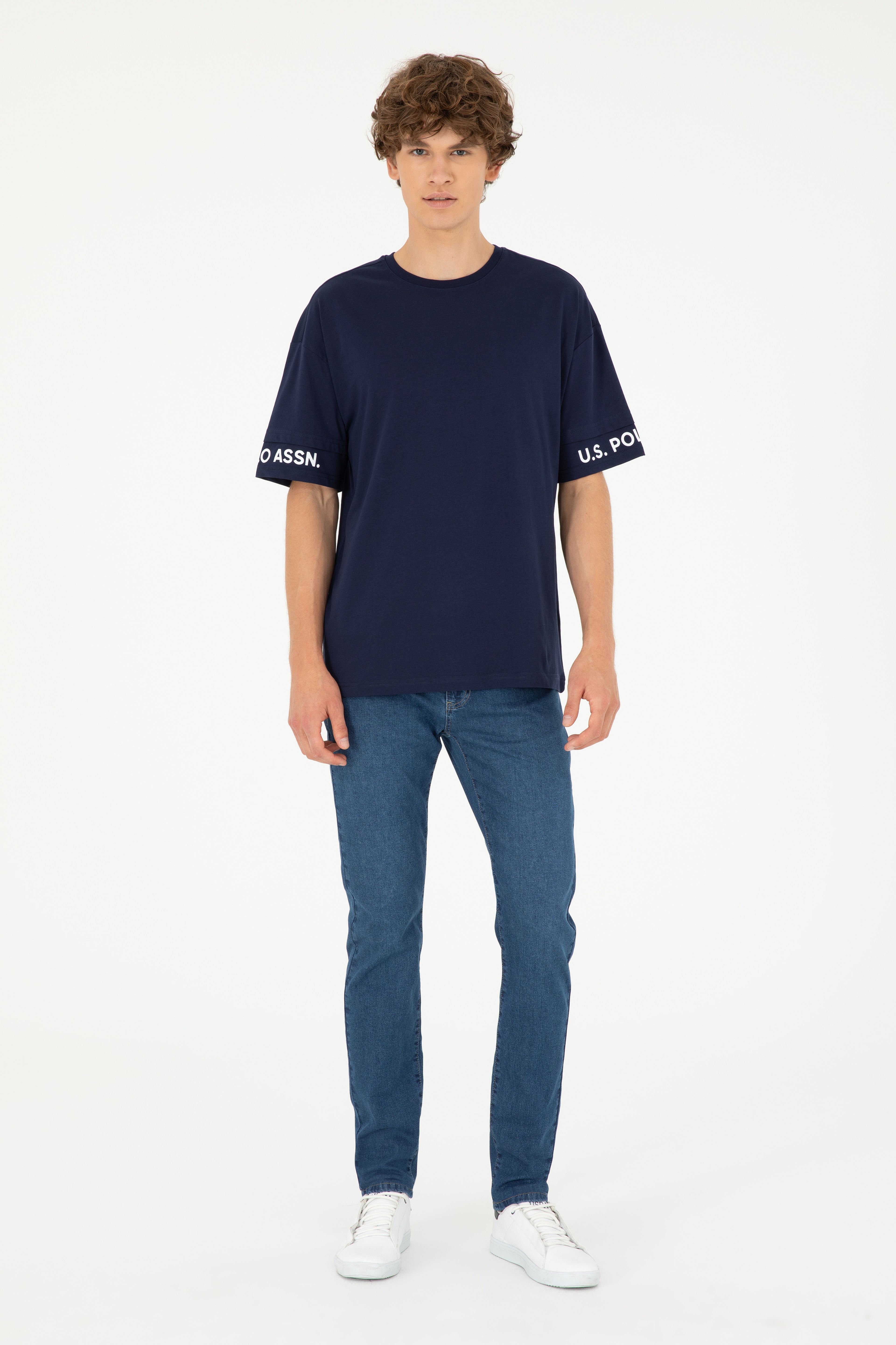 Erkek Comfort Fit Bisiklet Yaka Lacivert Tişört