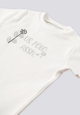 Kız Bebek Bej Puantiyeli 2'li Kısa Kol Tişört Takım - 50303747004