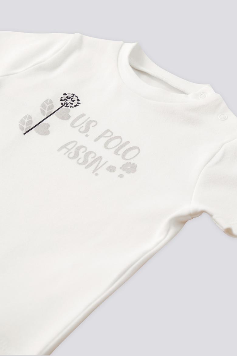 Kız Bebek Bej Puantiyeli 2'li Kısa Kol Tişört Takım - 50303747004