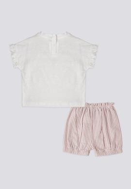 Kız Bebek Çizgili 2'li Kısa Kol Tişört Takım - 50303458004