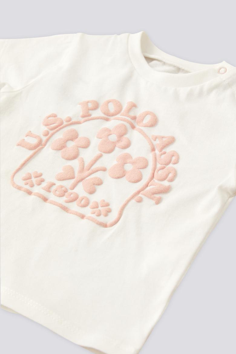 Kız Bebek Açık Pembe Baskılı 2'li Kısa Kol Tişört Takım - 50303758005