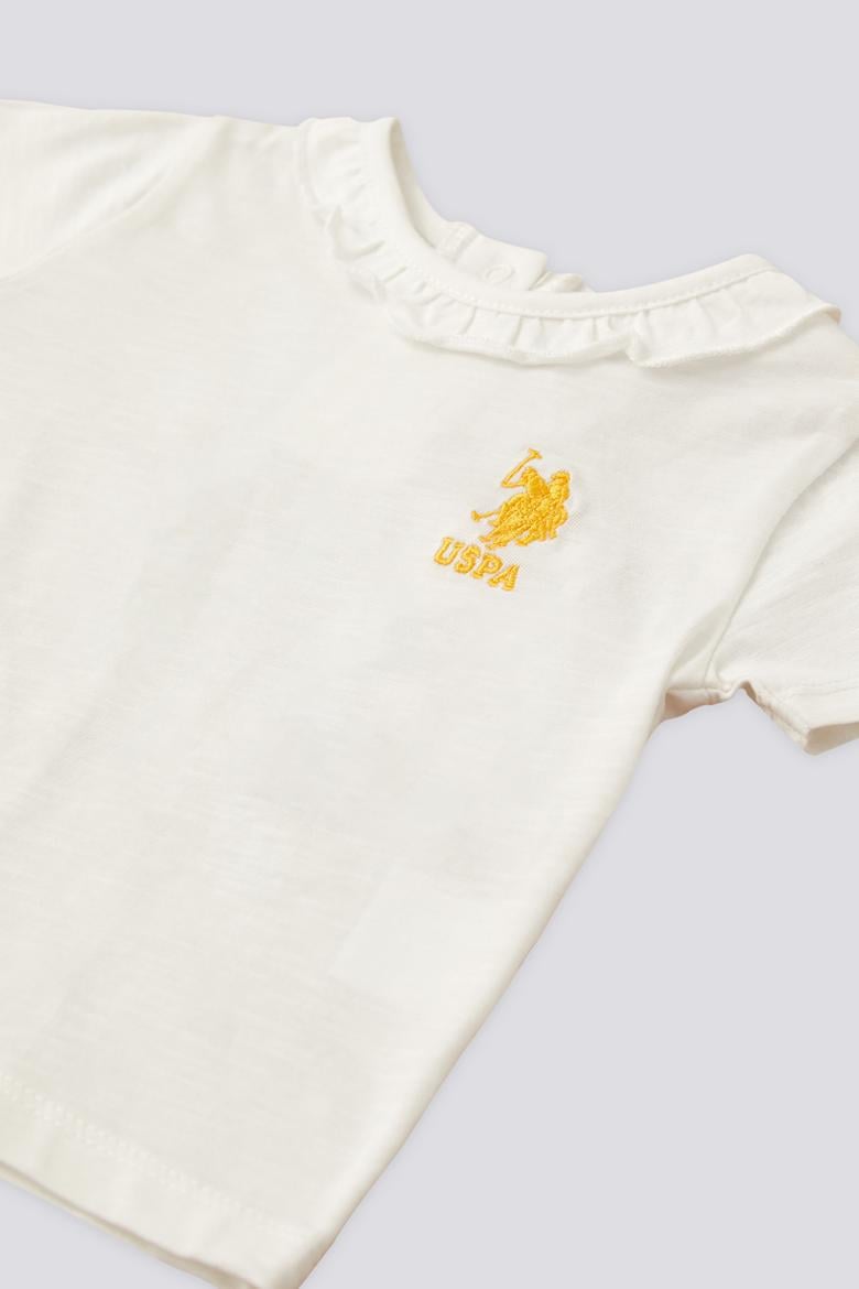 Kız Bebek Sarı Pötikareli 2'li Kısa Kol Tişört Takım - 50303761006