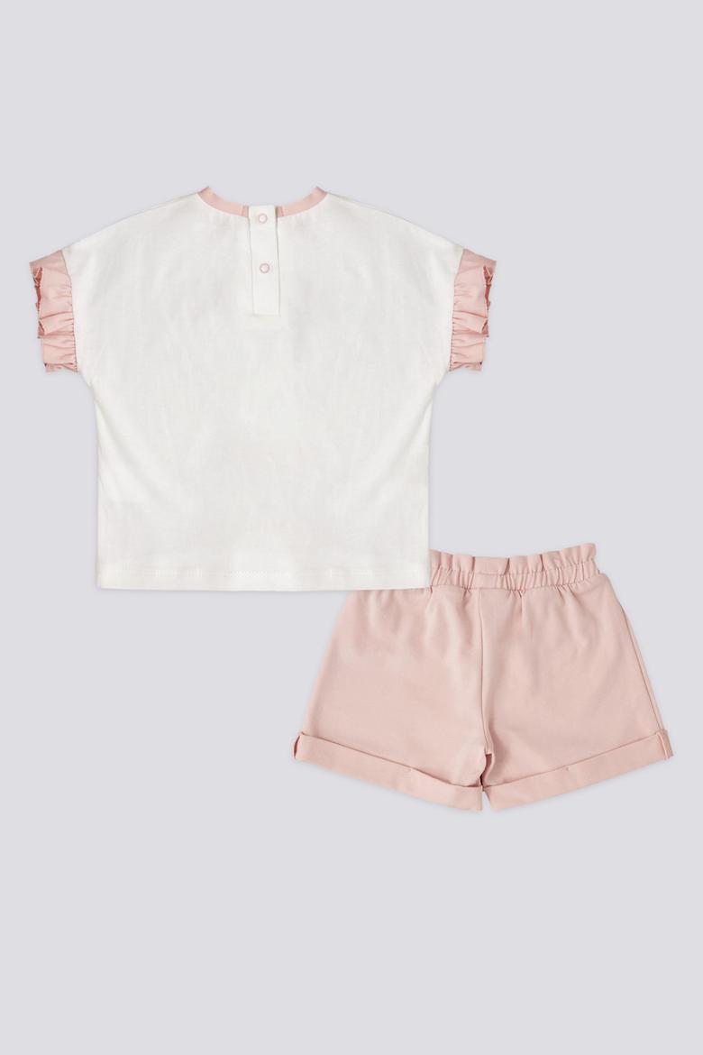 Kız Bebek Beyaz 2'li Kısa Kol Tişört Takım - 50303759004