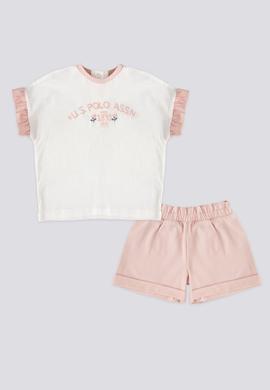 Kız Bebek Beyaz 2'li Kısa Kol Tişört Takım - 50303759004