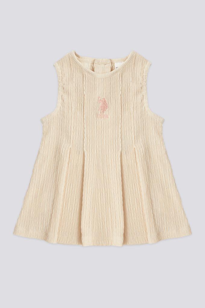 Kız Bebek Bej Kolsuz Elbise