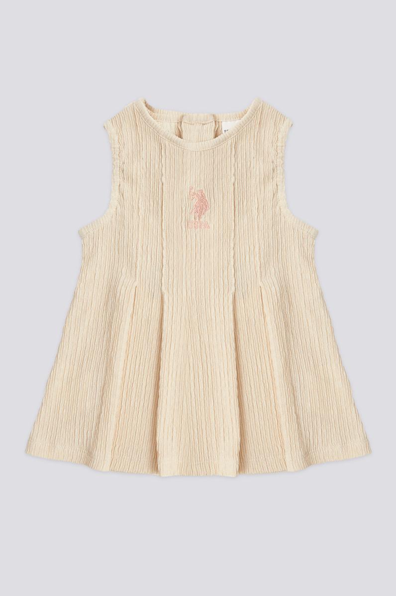 Kız Bebek Bej Kolsuz Elbise