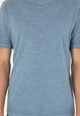 Erkek Regular Fit Bisiklet Yaka İndigo Basic Tişört - 50279578021