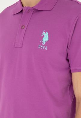 Erkek Slim Fit Polo Yaka Mor Basic Tişört - 50279568094