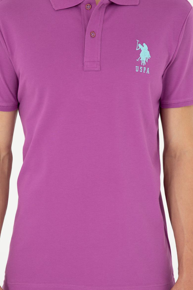 Erkek Slim Fit Polo Yaka Mor Basic Tişört - 50279568094