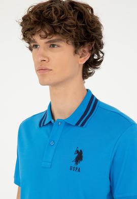 Erkek Slim Fit Polo Yaka Saks Basic Tişört - 50279569054