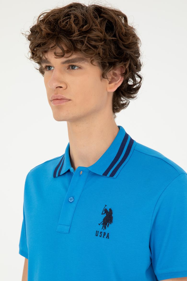 Erkek Slim Fit Polo Yaka Saks Basic Tişört - 50279569054