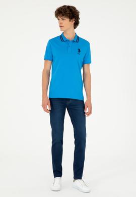 Erkek Slim Fit Polo Yaka Saks Basic Tişört - 50279569054