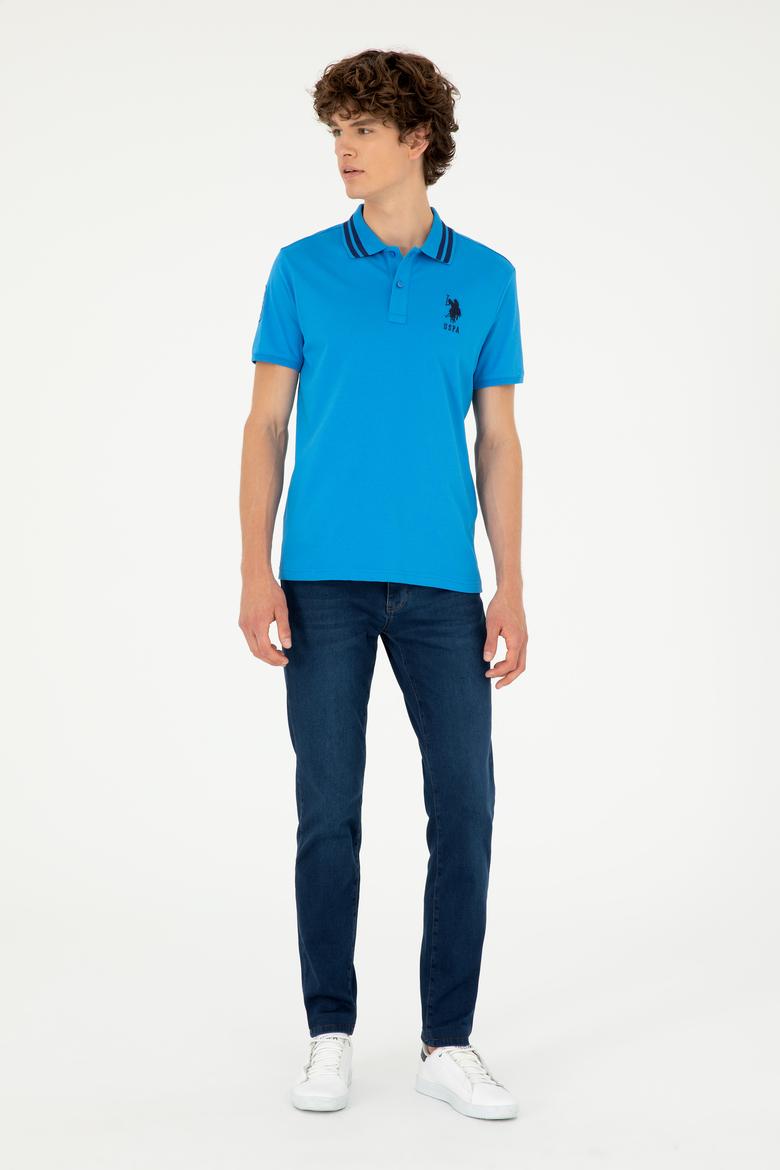 Erkek Slim Fit Polo Yaka Saks Basic Tişört - 50279569054