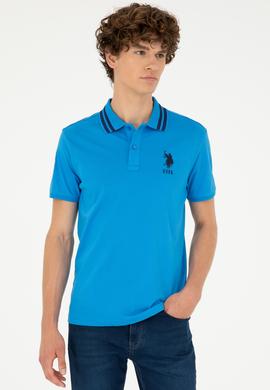 Erkek Slim Fit Polo Yaka Saks Basic Tişört - 50279569054