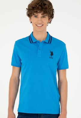 Erkek Slim Fit Polo Yaka Saks Basic Tişört - 50279569054