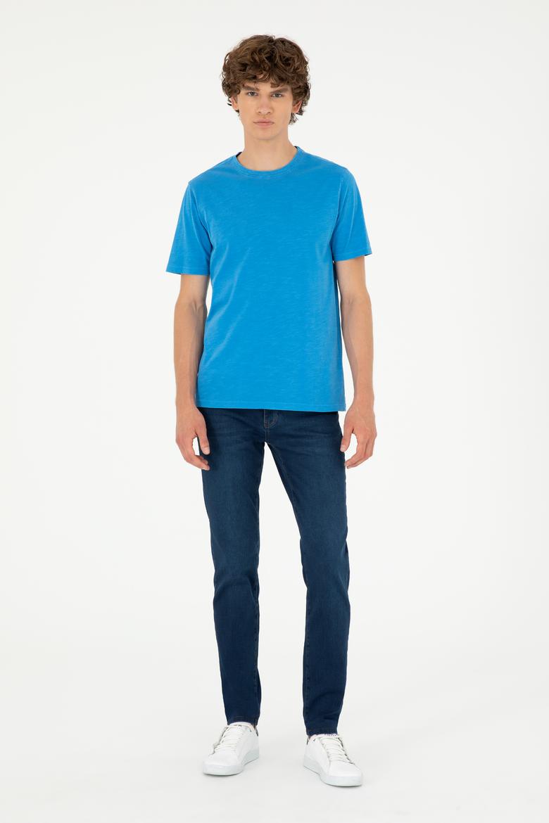 Erkek Regular Fit Bisiklet Yaka Saks Basic Tişört - 50279578071
