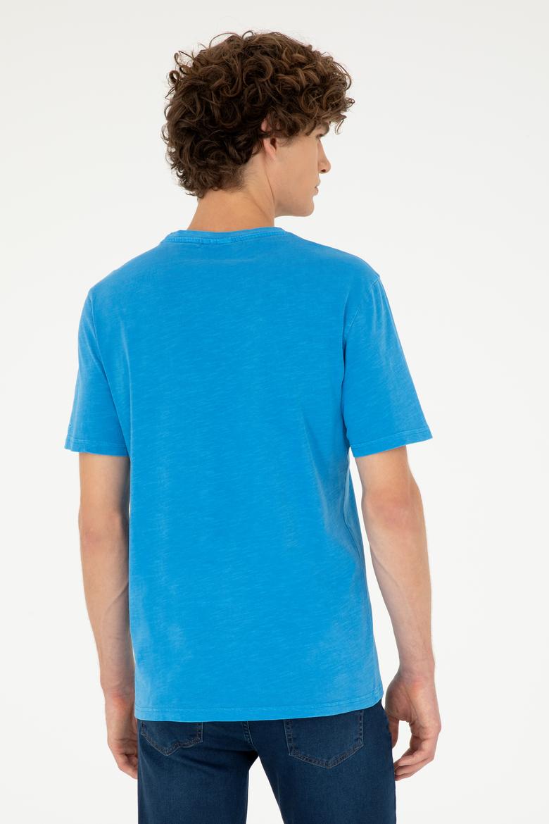 Erkek Regular Fit Bisiklet Yaka Saks Basic Tişört - 50279578071