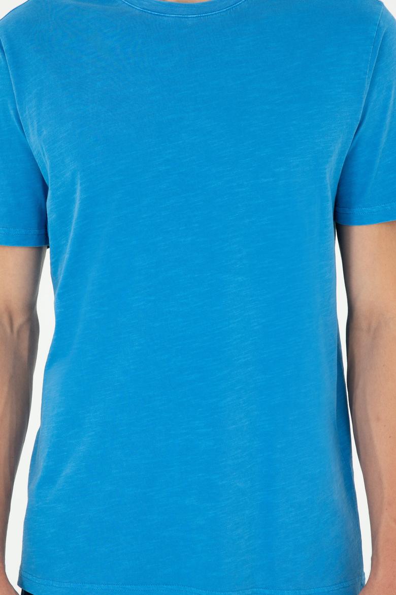 Erkek Regular Fit Bisiklet Yaka Saks Basic Tişört - 50279578071