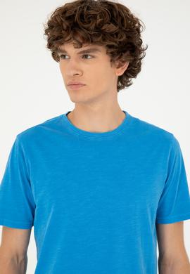 Erkek Regular Fit Bisiklet Yaka Saks Basic Tişört - 50279578071