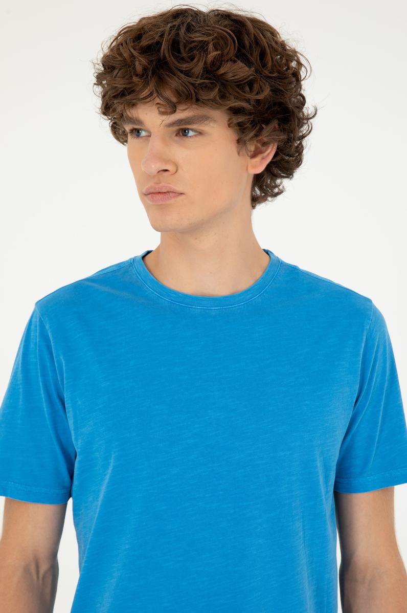 Erkek Regular Fit Bisiklet Yaka Saks Basic Tişört