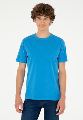 Erkek Regular Fit Bisiklet Yaka Saks Basic Tişört - 50279578071