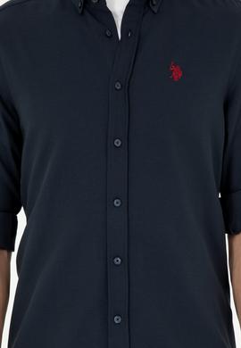 Erkek Lacivert Uzun Kollu Basic Gömlek - 50288629036