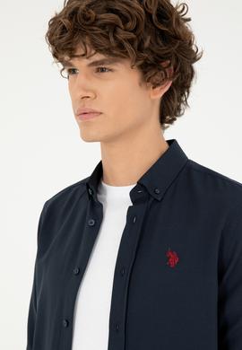 Erkek Lacivert Uzun Kollu Basic Gömlek - 50288629036