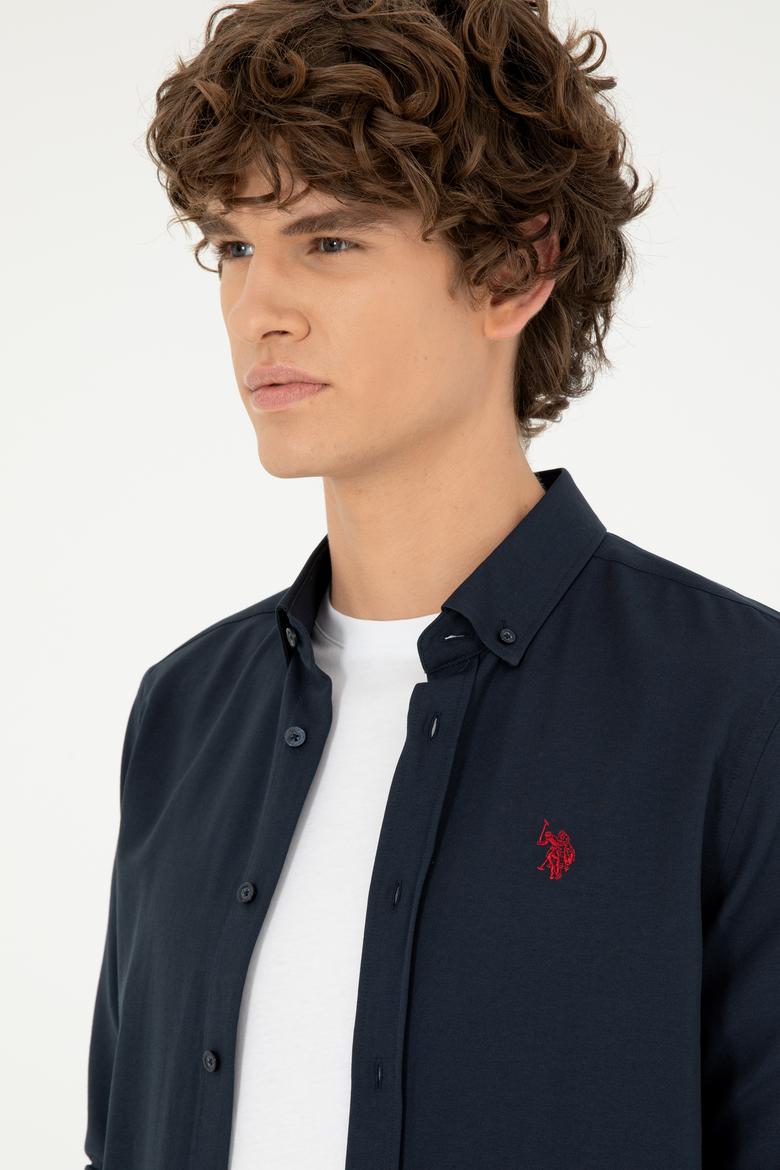 Erkek Lacivert Uzun Kollu Basic Gömlek - 50288629036