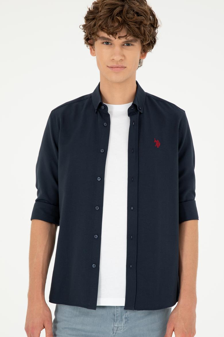 Erkek Lacivert Uzun Kollu Basic Gömlek - 50288629036