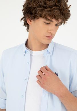 Erkek Açık Mavi Uzun Kollu Basic Gömlek - 50288629017