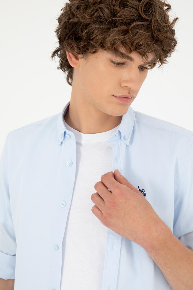 Erkek Açık Mavi Uzun Kollu Basic Gömlek - 50288629017