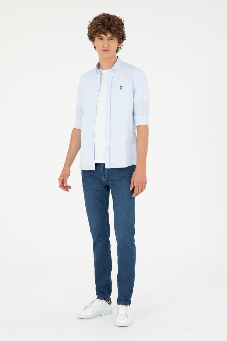 Erkek Açık Mavi Uzun Kollu Basic Gömlek - 50288629017