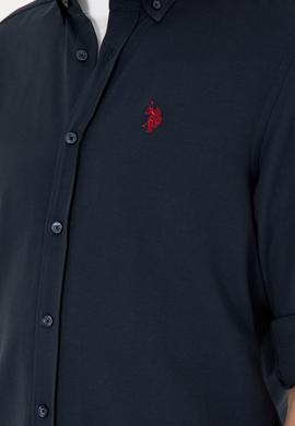 Erkek Lacivert Uzun Kollu Basic Gömlek - 50288629036