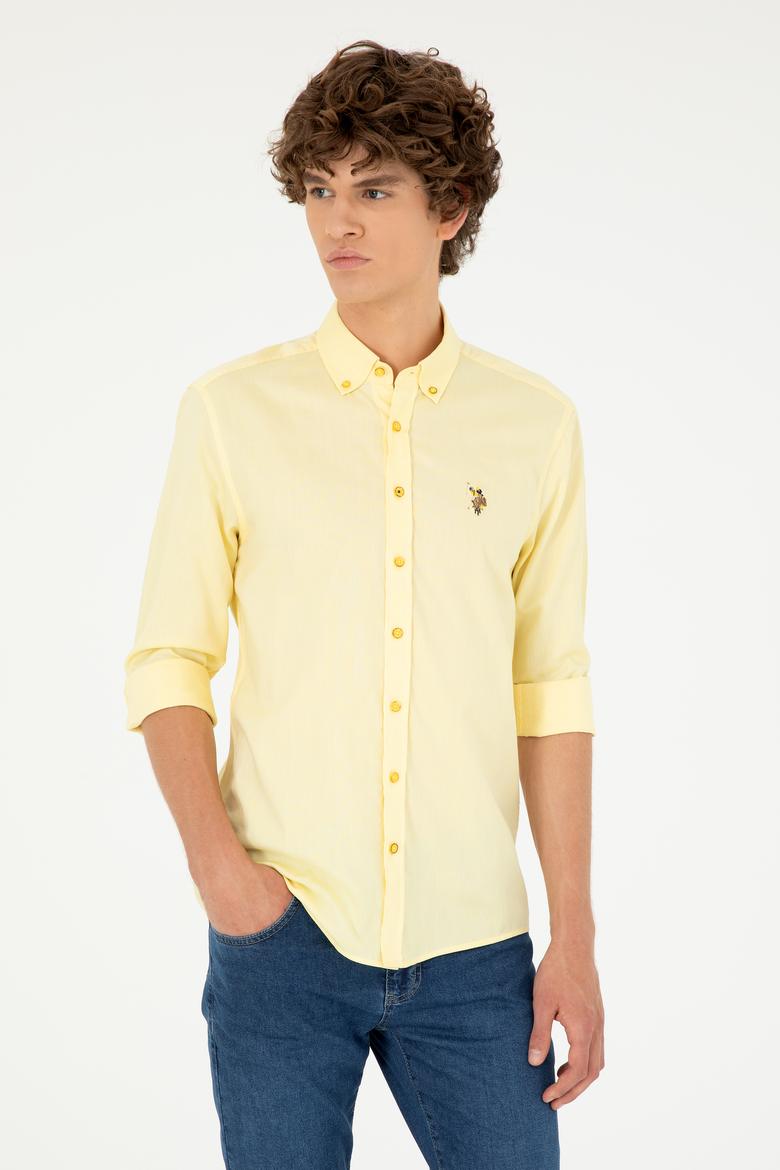 Erkek Sarı Uzun Kollu Basic Gömlek