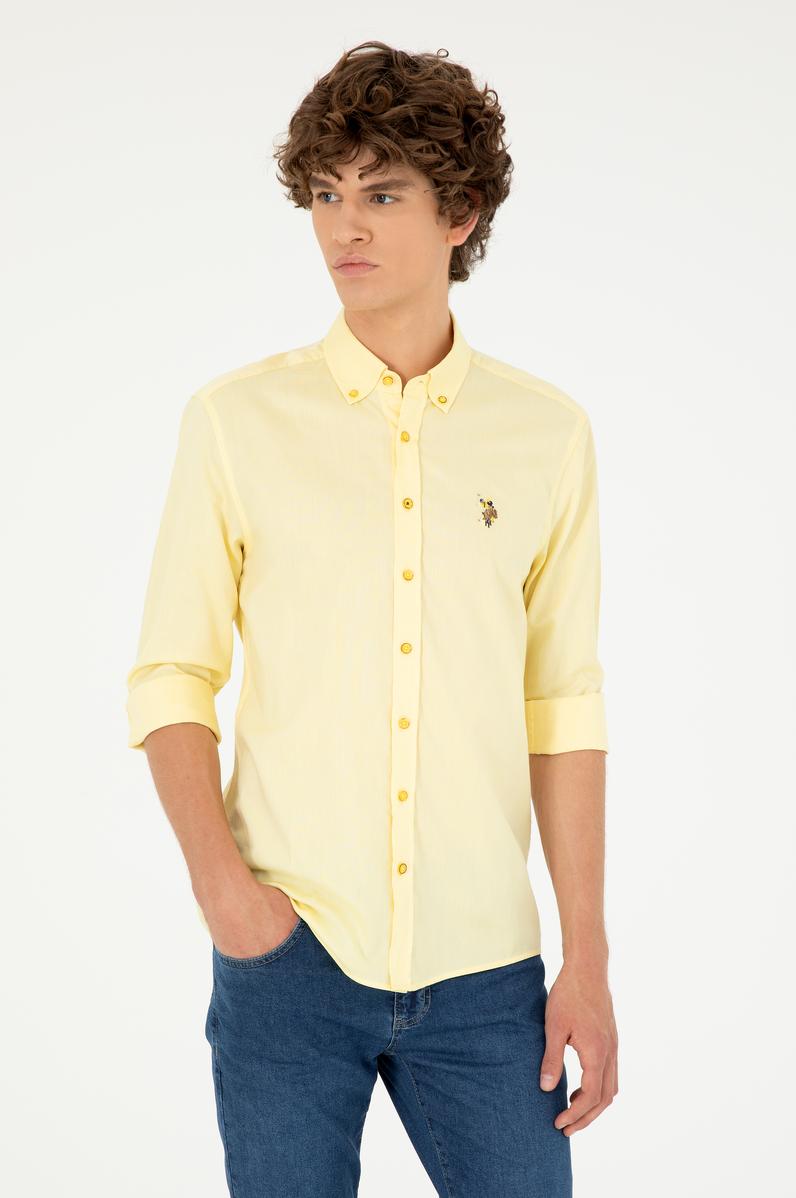 Erkek Sarı Uzun Kollu Basic Gömlek