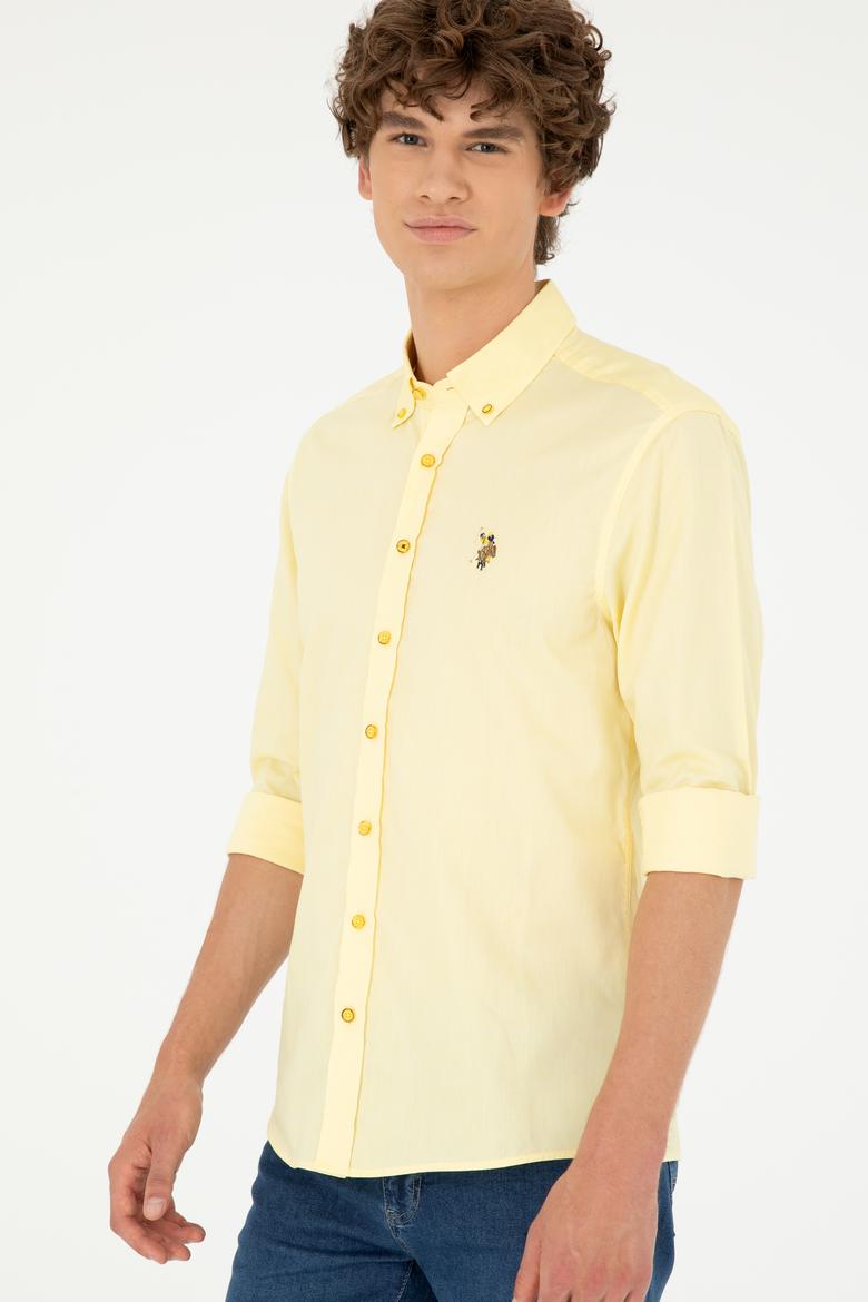 Erkek Sarı Uzun Kollu Basic Gömlek - 50263099079
