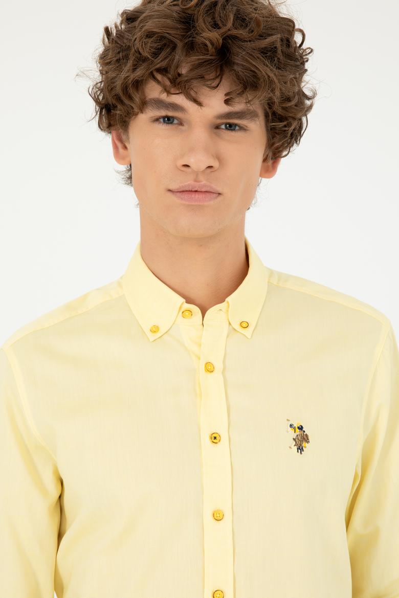 Erkek Sarı Uzun Kollu Basic Gömlek - 50263099079