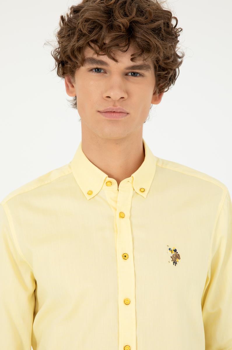 Erkek Sarı Uzun Kollu Basic Gömlek