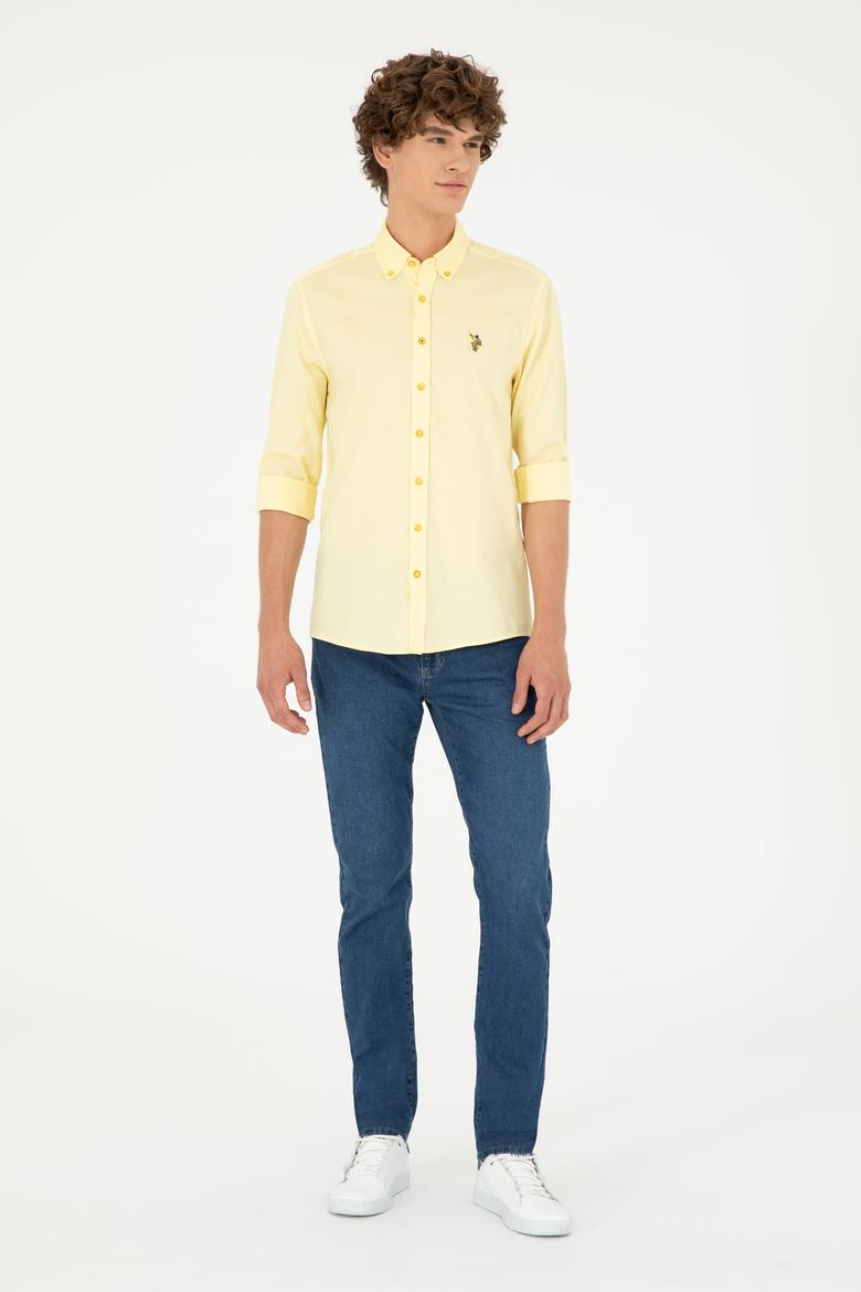Erkek Sarı Uzun Kollu Basic Gömlek - 50263099079