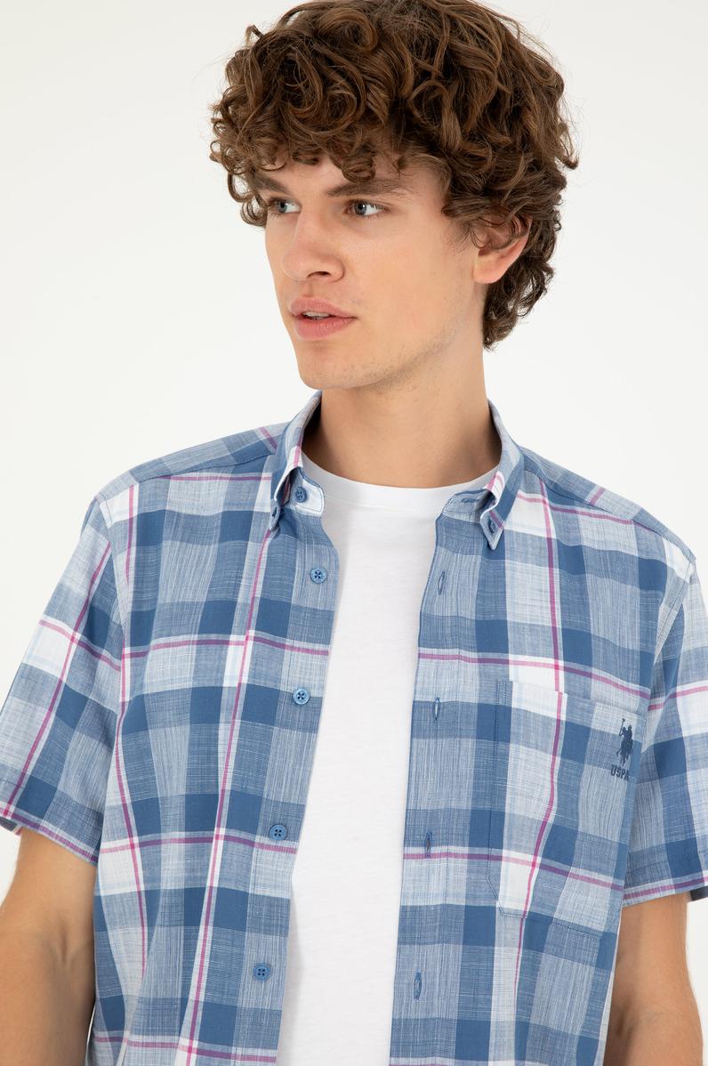 Erkek Saks Kısa Kollu Gömlek