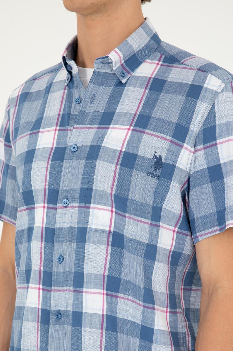 Erkek Saks Kısa Kollu Gömlek