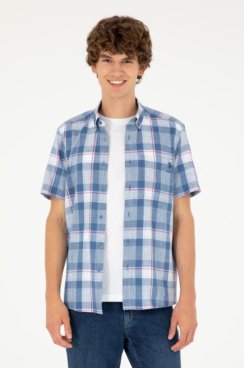 Erkek Saks Kısa Kollu Gömlek